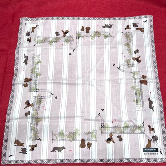 New Trendy in box Burberry London Mini Scarf, 20" white green with dogs logo(74 - Picture 6 of 6